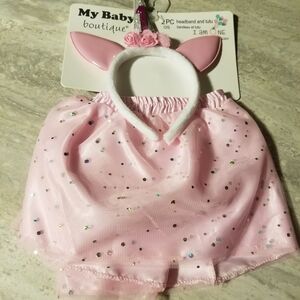 Pink Unicorn Headband and Tutu First Birthday Set My Baby Boutique